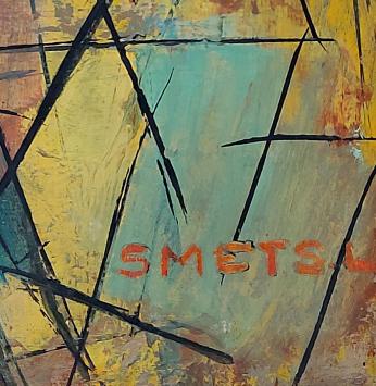 Abstract figuratief kunstwerk op schildersbord