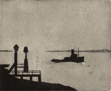 De Belgische etser Léon Smets met een grafisch werk