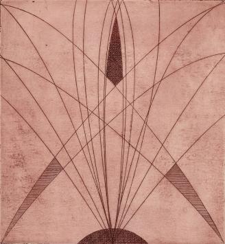 De Belgische etser Léon Smets met een grafisch kunstwerkje