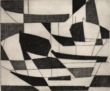 De Belgische etser Léon Smets met een grafisch kunstwerkje