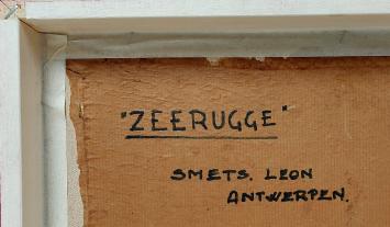 Olieverf, twee boten te Zeebrugge