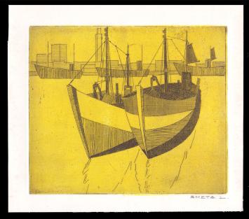 Kunstwerk op papier van de Belgische graficus Léon Smets