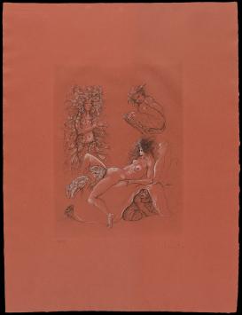 Grote droge naald ets van Leonor Fini kopen