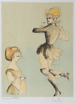 Leonor Fini met een litho, épreuve d'artiste