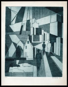 Abstracte ets geëtst door Mechelse kunstenaar Léon Smets