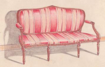 Ontwerptekening, canapé/sofa in Lodewijk XVI-stijl  van Leytens Frères