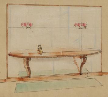 Potloodtekening art deco meubel Antwerpen