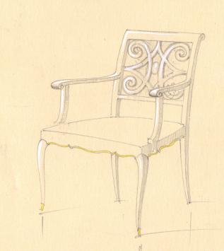 klassiek Lodewijk XV / rococo fauteuil-ontwerp