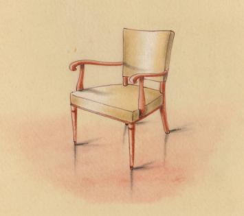 Ontwerptekening, neoclassicistische salonstoel
