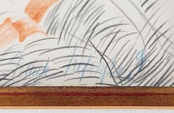 Tekening, dame in de natuur