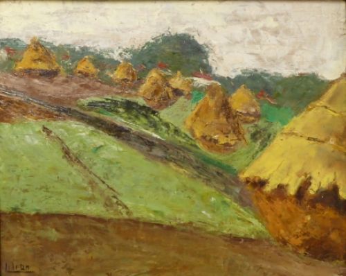 Hooimijten in een akkerland