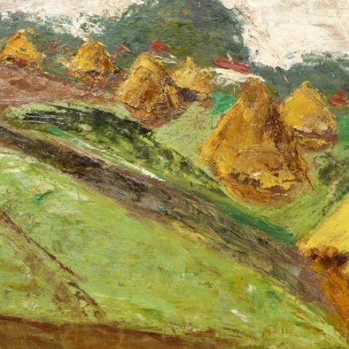 Hooimijten in een akkerland