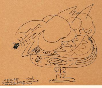 Lionel Vinche met een tekening uit 1984