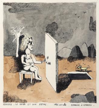 Lionel Vinche met een tekening uit 1975