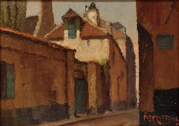 Piet Lippens met stadsaanzicht van Gent