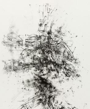 Jules Lismonde met een litho uit Itinerarium