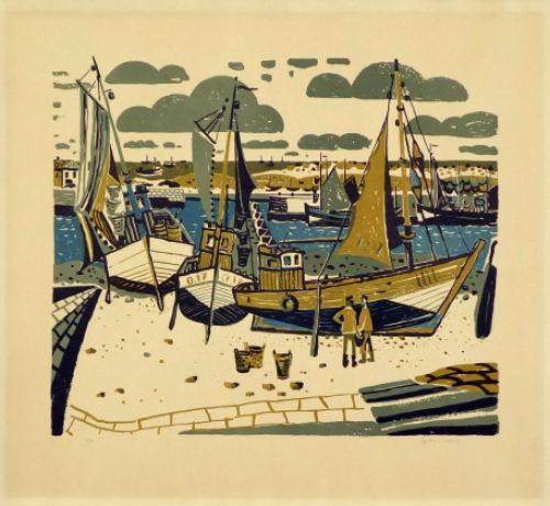Litho van de Belgische kunstschilder Gustave Camus