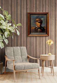 Krachtige karakter kop, de boer met pet en pijp