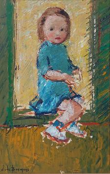 Schilderij op papier van de Belgische schilder Lode Bosmans