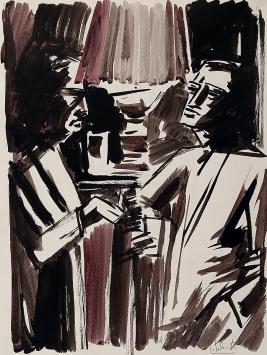 Gesigneerde aquarel van Lode Sebregts