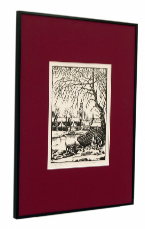 Lode Verhoeven met een litho van het Begijnhof te Lier