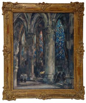 kerkinterieur van de Belgische kunstenaar Louis Charles Crespin