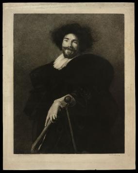 Louis Peeters met een ets uit 1895