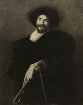 Louis Peeters met een grote ets van Simon de Vos