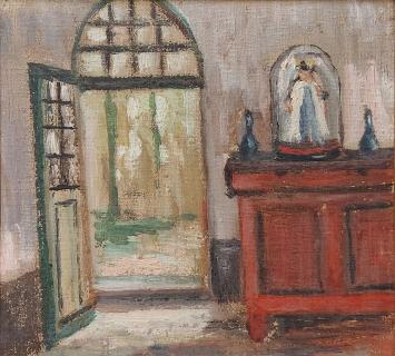 Interieur met kast en buitendeur