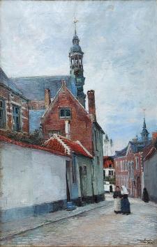 19 de -eeuws olieverfschilderij van de Belgische kunstenaar Louis Van Engelen