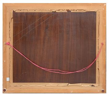 Voorzichtig op wandel in de sneeuw – Olie op paneel – Louis Van Hoorde