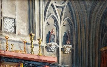 De sacristie, schilderij van Louis Wilmet