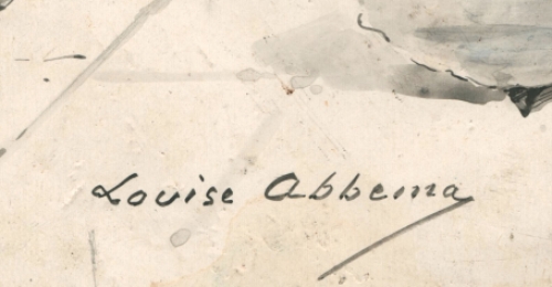 Louise Abbéma avec un dessin