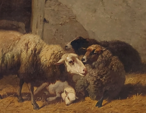 Schilderij van de Belgische dierenschilder Louis Robbe 