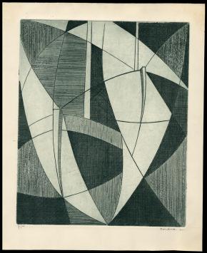 Abstracte ets van de Belgische kunstenaar Léon Smets 