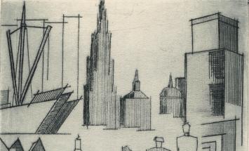 Belgische kunst kopen, ets met Antwerpse iconen