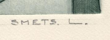 Abstract figuratief, ets vier zeilschepen E.A.