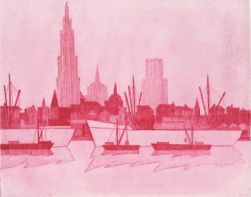 De Mechelse etser Léon Smets met Antwerpse ets