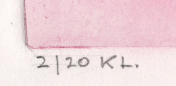 Schepen aan de Antwerpse skyline (roze/dieprood) 2/20 KL.