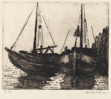 Kleine gravure van Léon Smets (Mechelse kunstenaar)