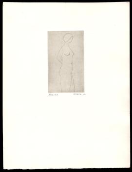 naakte dame geëtst door kunstenaar Léon Smets