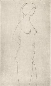 De Belgische etser Léon Smets met een grafisch kunstwerkje