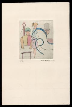 Opgehoogde ets, paardensport van de Mechelse etser Léon Smets