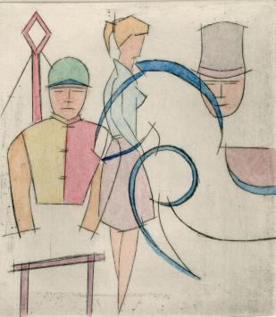 De Belgische etser Léon Smets met een abstracte ets