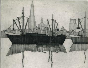 Mechelse kunstenaar L. Smets met een grafisch kunstwerk