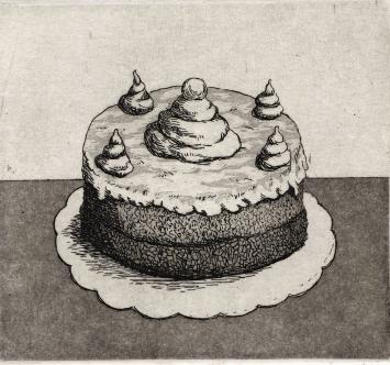 Luc Piron met een fijn kunstwerk op papier