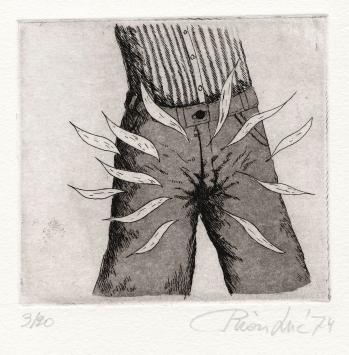 Gesigneerd kunstwerk van de Belgische etser Luc Piron