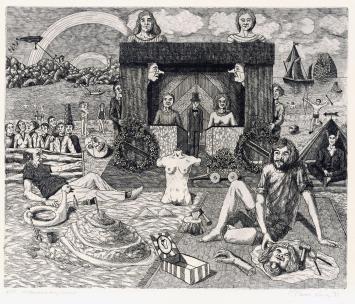 Gesigneerd kunstwerk van de Belgische etser Luc Piron