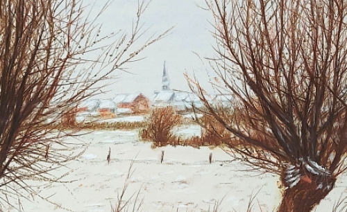 Lucien Calus  met een landschapstekening