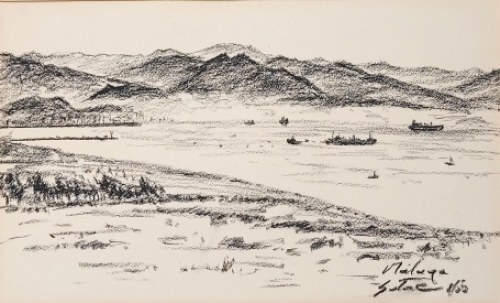 Lucien Calus  met een zicht op Malaga